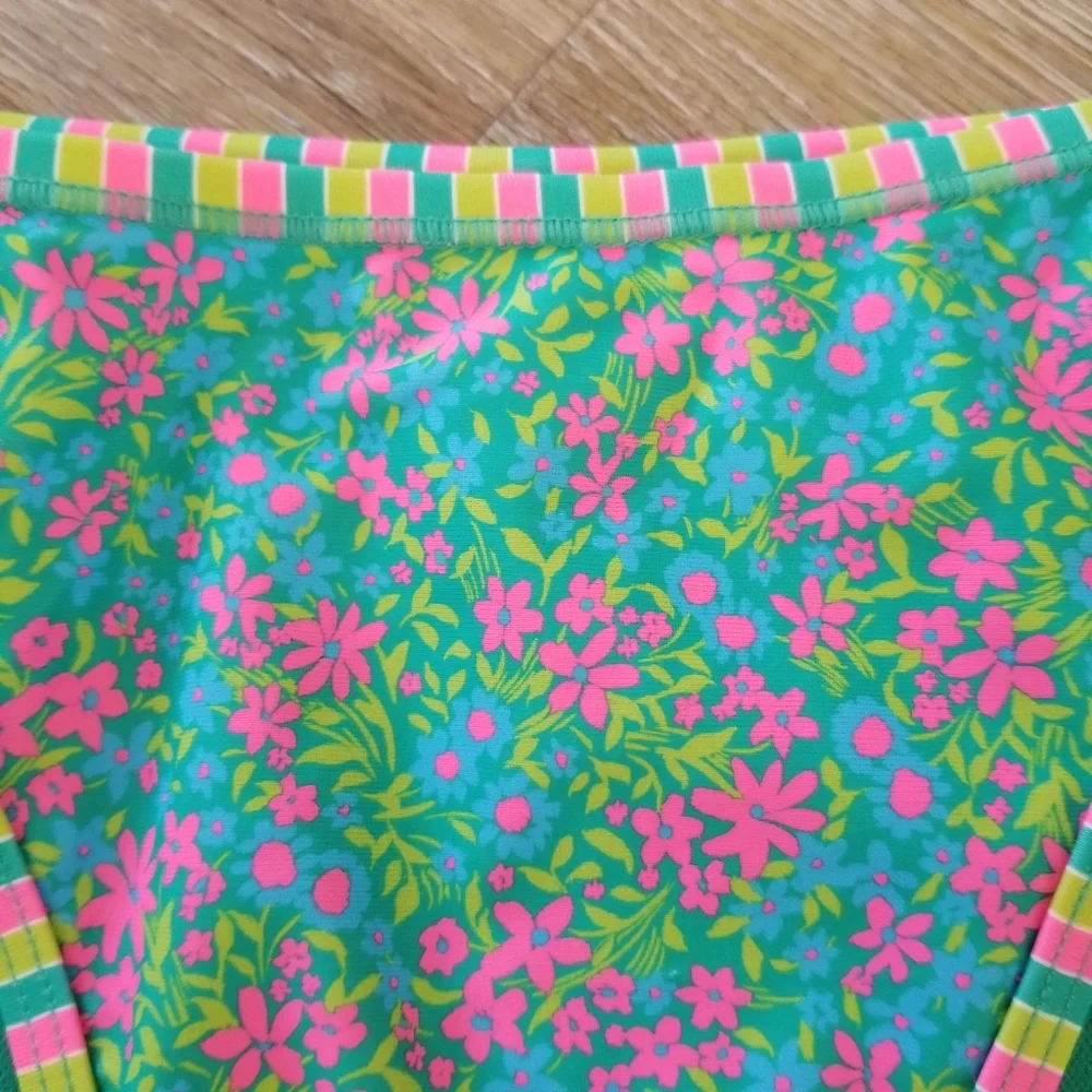 NWT Wild Fable Green Floral Low Rise Cheeky Bikini Top & Bottom Set Size Small